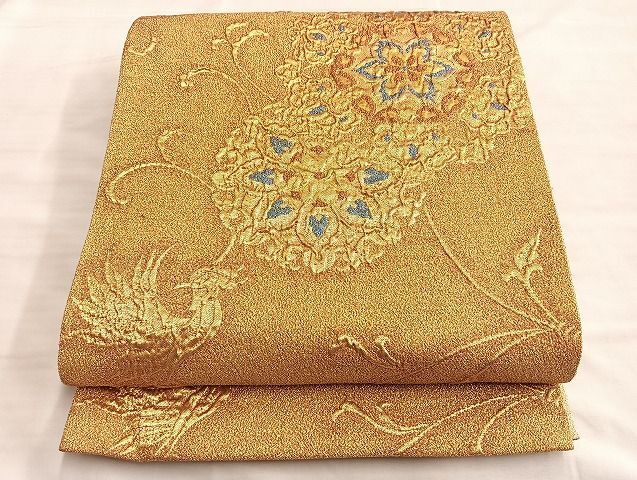 平和屋野田店◎佐賀錦　六通柄袋帯　ふくれ織　鳳凰正倉院文　金糸　逸品　BAAJ9963du