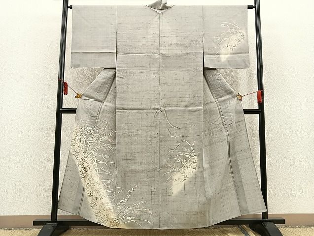 平和屋野田店■染織の名門　しょうざん 生紬　訪問着　単衣　萩籬文　逸品　BAAJ3967fw