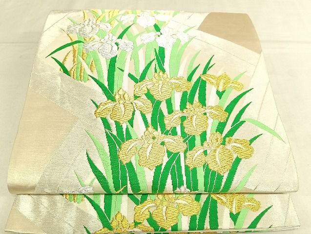 平和屋-こころ店◎六通柄袋帯　唐織　草花文　金銀糸　正絹　逸品　AAAJ3274Bsa