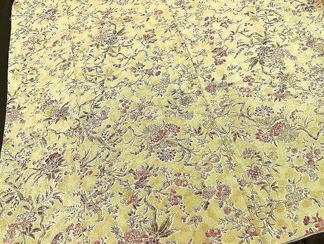 平和屋野田店■上質な小紋　手描き　動物花文　鬼しぼ縮緬　逸品　未使用　BAAI7700yc