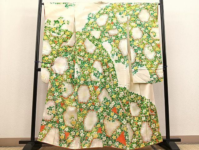 平和屋着物■豪華振袖　相良刺繍　蜀江花文　暈し染め　金彩　逸品　BAAJ3751hv