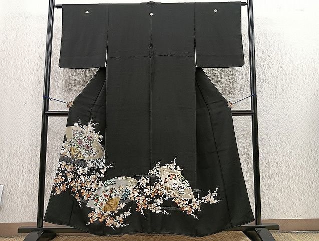 平和屋着物■豪華黒留袖　扇面吉祥花文　逸品　BAAI3575pk