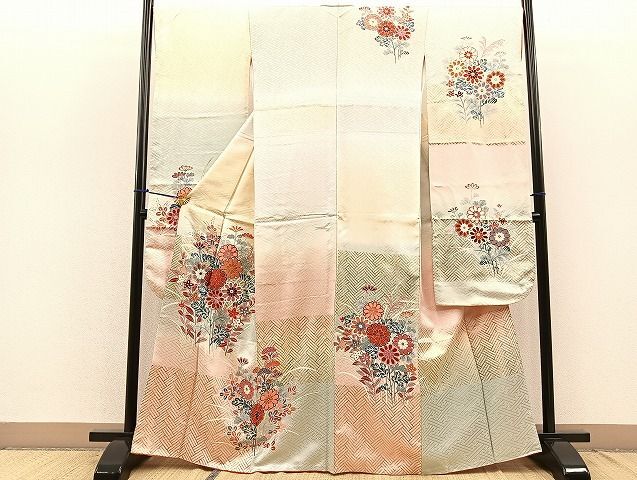 平和屋着物■豪華振袖　駒刺繍　枝花文　暈し染め　金彩　逸品　BAAK0810hv