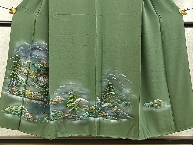 平和屋着物■豪華色留袖　手描き　清水寺　暈し染め　金彩　逸品　BAAK3454hj