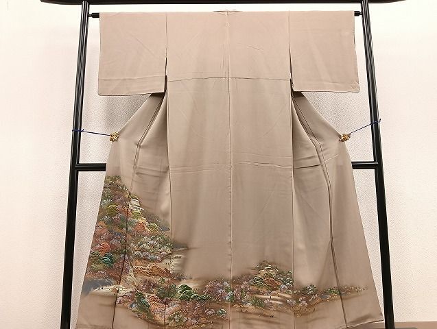 平和屋着物■豪華色留袖　手描き　樹林風景文　暈し染め　金彩　逸品　BAAJ4407gt
