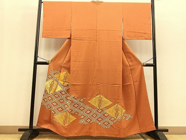 平和屋着物■豪華色留袖　駒刺繍　双鶴文　金彩　逸品　BAAI4965yc