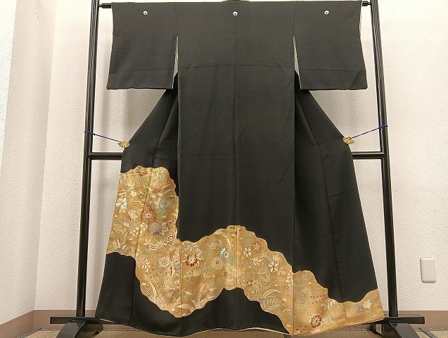 平和屋着物■豪華黒留袖　駒刺繍　道長花文　金彩　逸品　BAAJ3101hv