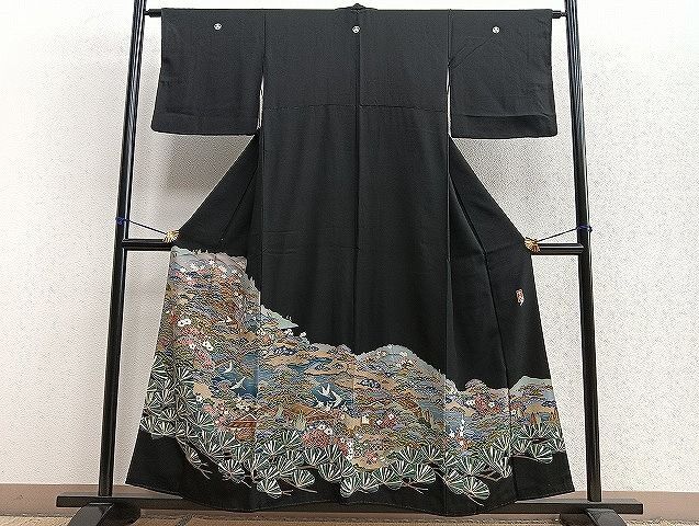 平和屋着物■豪華黒留袖　浜松飛鶴風景文　逸品　BAAJ6643xi