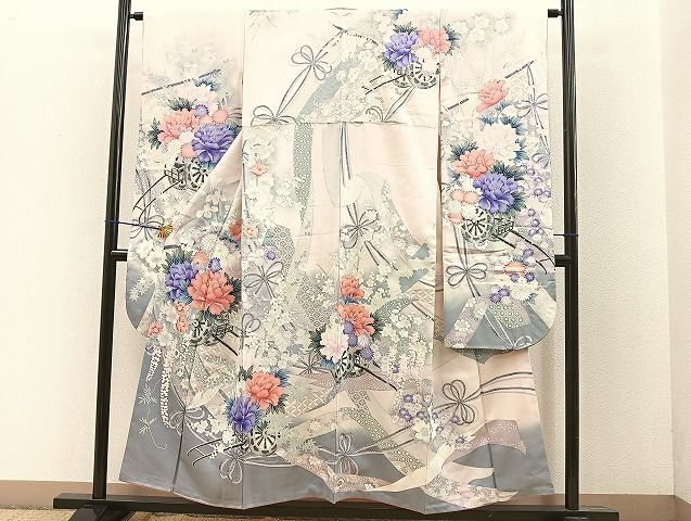 平和屋着物■豪華振袖　刺繍　几帳花車文　銀彩　逸品　BAAJ4205jr