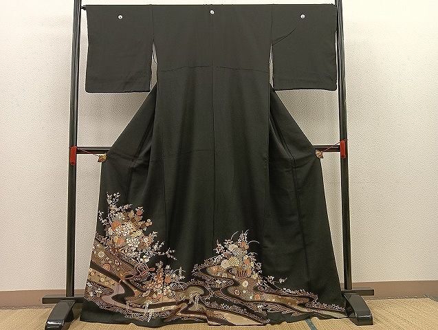 平和屋着物■豪華黒留袖　花車流水文　金彩　逸品　BAAJ6658xi