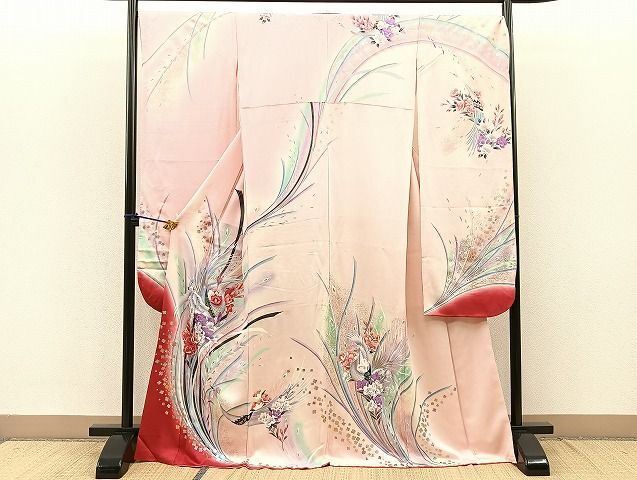 平和屋着物■豪華振袖　孔雀舞花文　暈し染め　金銀彩　ロング丈　逸品　BAAJ3845me