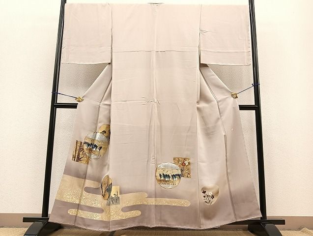 平和屋着物■豪華色留袖　作家物　手描き　駒刺繍　松竹梅　色紙群鶴文　暈し染め　金銀彩　逸品　BAAJ8866hv