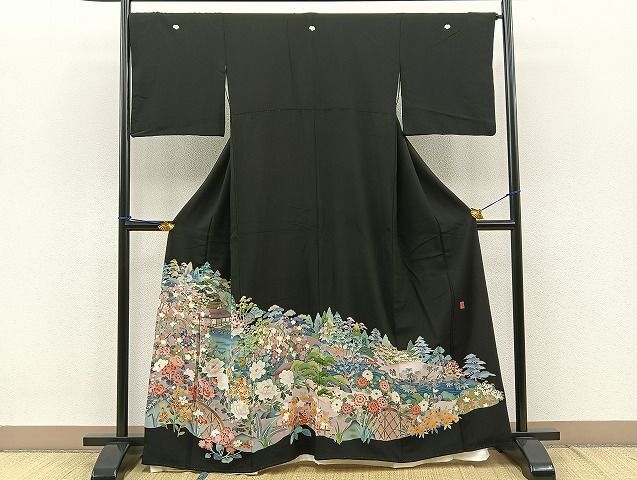 平和屋着物■豪華黒留袖　友禅　作家物　御所解四季文様　逸品　BAAJ3870me