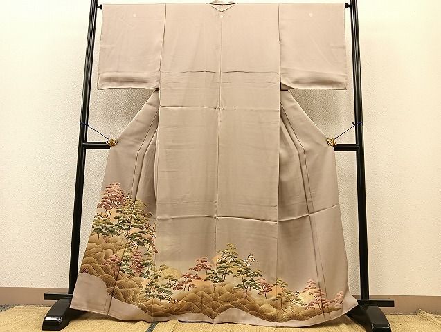 平和屋着物■豪華色留袖　駒刺繍　地紙立波草花文　暈し染め　金彩　逸品　BAAK1291ow