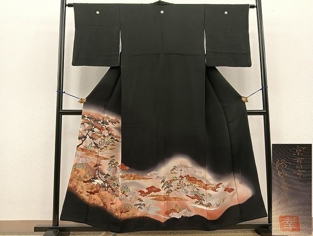平和屋着物■豪華黒留袖　作家物　京風景洛外洛内　暈し染め　金銀彩　逸品　BAAJ7735yc
