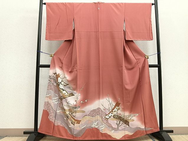 平和屋着物■十日町友禅作家　龍谷　色留袖　枝梅　道長飛鶴短冊花文　暈し染め　金銀彩　逸品　BAAK3615gt