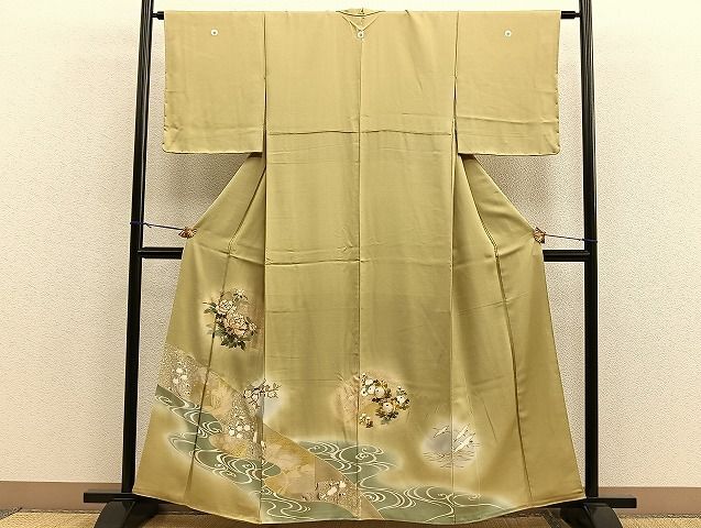 平和屋着物■豪華色留袖　駒刺繍　飛鶴光琳水草花文　暈し染め　金彩　逸品　BAAK1654hz