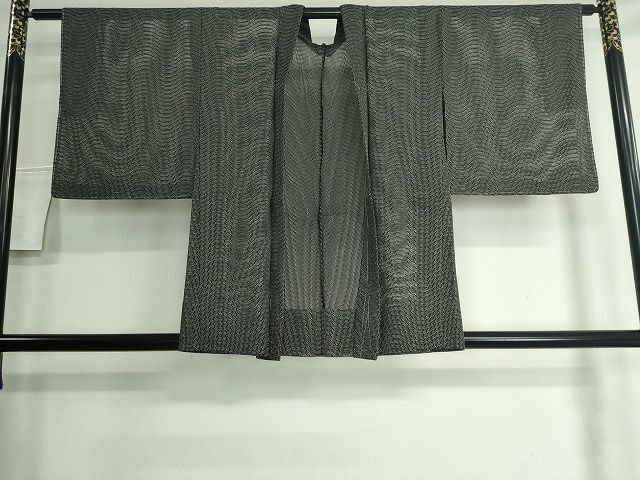 平和屋2■羽織　スリーシーズン　春夏秋　塵除け　波霞　黒地　逸品　DAAH8681ic