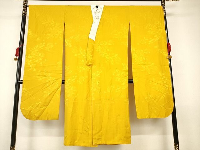 平和屋-こころ店■振袖用長襦袢　無双仕立て　辻が花　草花地紋　半衿刺繍　正絹　逸品　AAAJ9130Abr