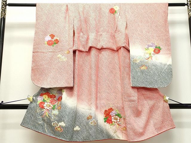 平和屋2■七五三　女の子　3歳　祝着　総絞り　刺繍　草花文　金彩　逸品　DAAH2721ud