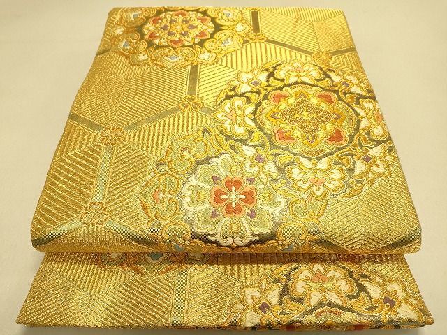 平和屋2■佐賀錦　六通柄袋帯　優輝　正倉院花文　本金箔　逸品　DAAI0600fe