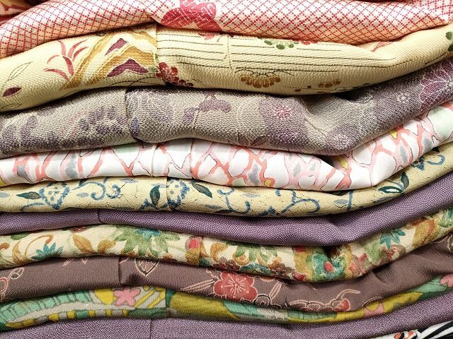 平和屋■1円 小紋 まとめて 50点 人物 蝶 風景 花柄 暈し染め 杢目絞り 金彩 など 着用可能多数 未使用品あり 全て正絹 se2283