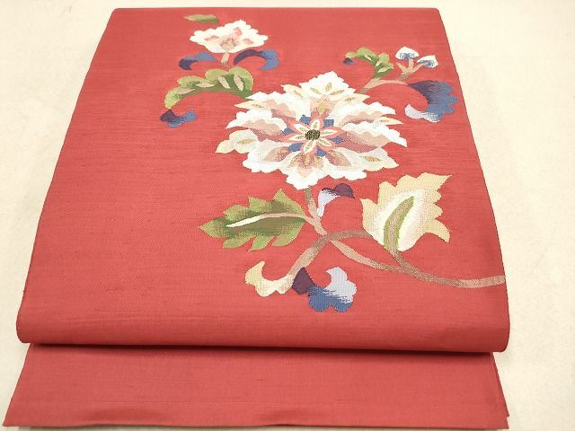 平和屋2◎綴れ　太鼓柄袋帯　洋花文　金糸　逸品　DAAI2085rt