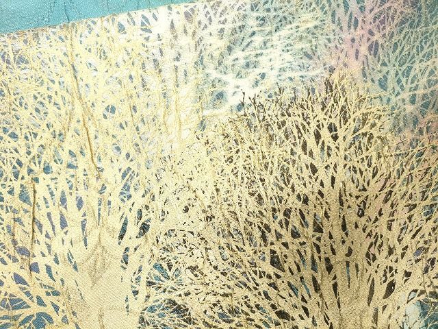 平和屋1■博多織　鵬翔　六通太鼓柄袋帯　膨れ織　霞草木文　金彩　逸品　未使用　CAAG3092eg