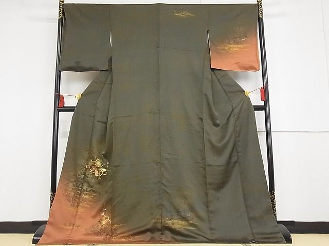 平和屋野田店■訪問着　駒刺繍　蜀江花文　金彩　ロング丈　着丈172.5cm　裄丈70cm　正絹　逸品　A-ck4634