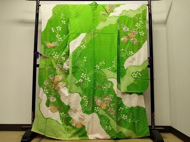 平和屋着物■豪華振袖　駒刺繍　絞り　亀甲草花文　金銀糸　逸品　CAAH7226dy