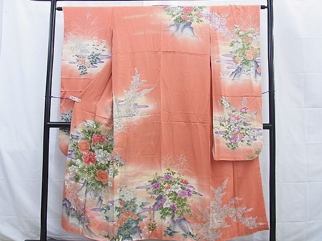 平和屋着物■豪華振袖　手描き　流水春秋花文　暈し染め　金彩　逸品　BAAJ3066bs