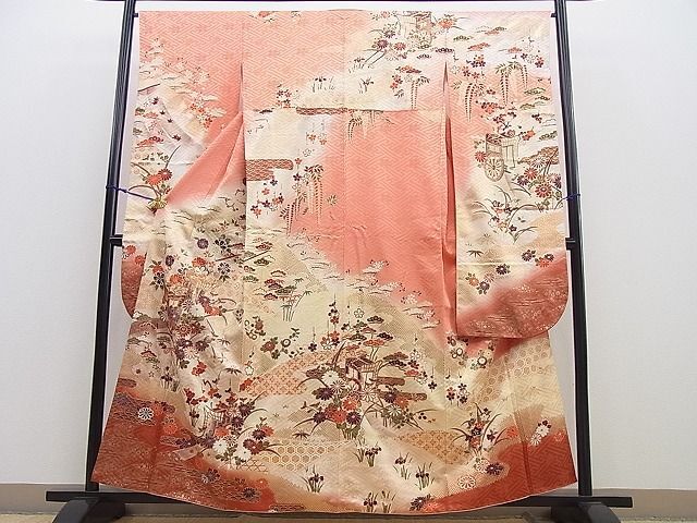 平和屋着物■豪華振袖　御所車吉祥花文　暈し染め　金彩　逸品　BAAJ2071ow