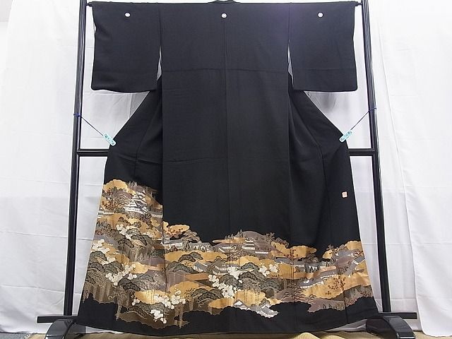 平和屋着物■豪華黒留袖　作家物　風景文　金彩　逸品　BAAI3291fc