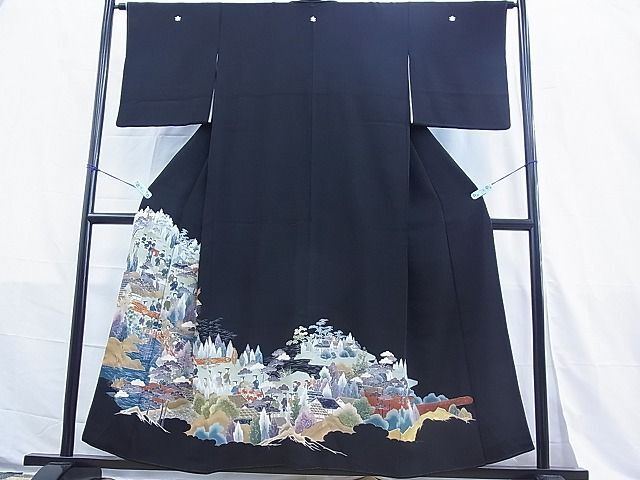 平和屋着物■豪華黒留袖　人物風景文　金彩　逸品　BAAJ2186ph