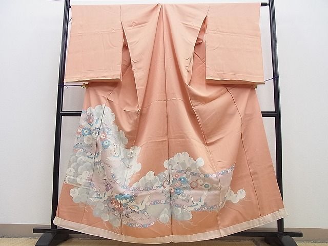 平和屋着物■色留訪問着　作家物　飛鶴花絵巻　金糸　上代85万　仮絵羽　逸品　未使用　BAAJ2080ow