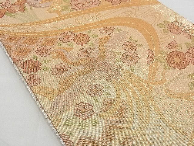てなグッズや 平和屋着物◎佐賀錦 逸品 金糸 鳳凰流水花鳥文 六通柄袋帯 着物・浴衣