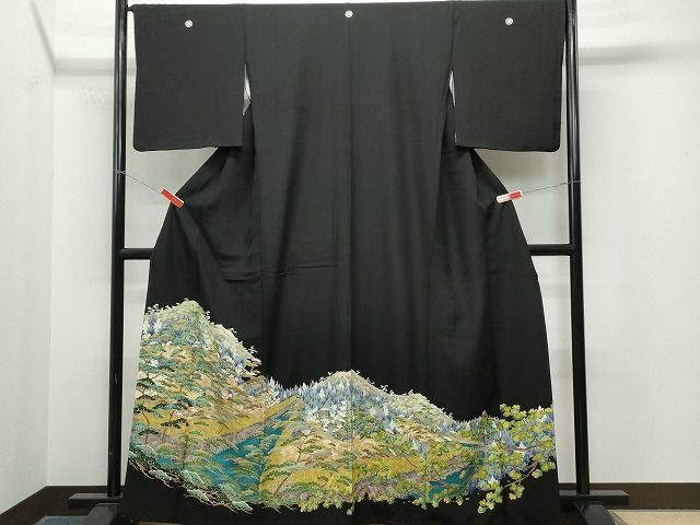 平和屋着物■豪華黒留袖　風景枝松文　逸品　CAAI0429yk