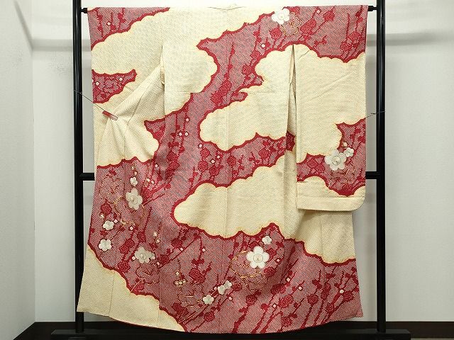 平和屋着物■豪華振袖　駒刺繍　総絞り　舞花文　金糸　逸品　CAAI0564yk