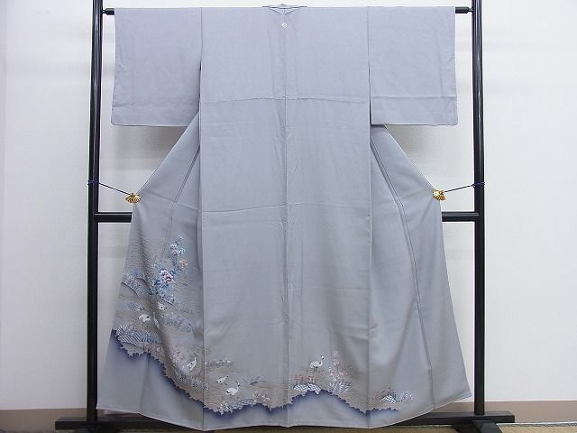 平和屋着物■豪華色留袖　手描き　群鶴花文　金彩　逸品　BAAI5112ct