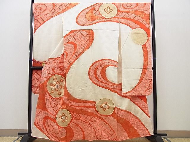平和屋着物■豪華振袖　絞り　駒刺繍　立波花菱文　金彩　逸品　BAAI5381bs