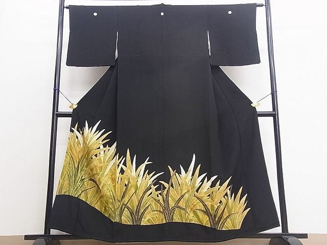 平和屋着物■豪華黒留袖　刺繍　葉尽くし　金彩　逸品　BAAI3262fc