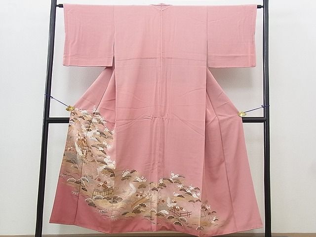 平和屋着物■豪華色留袖　飛鶴草花文　暈し染め　金彩　逸品　BAAJ8465jx