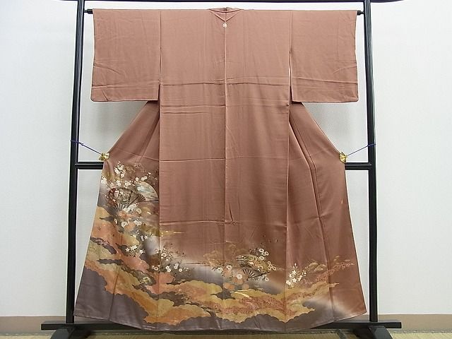 平和屋着物■豪華色留袖　作家物　扇面花文　金彩　逸品　BAAJ0324jr