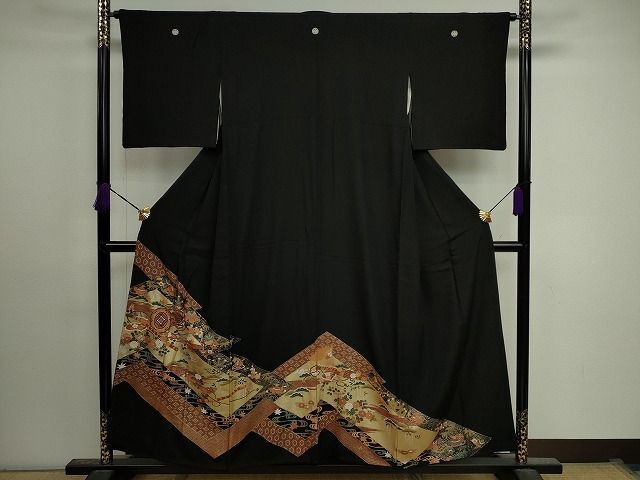 平和屋着物■豪華黒留袖　鼓吉祥花文　金彩　逸品　CAAH5882in
