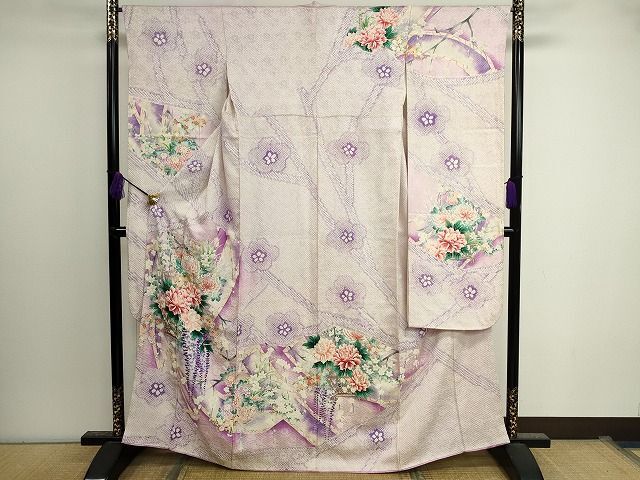 平和屋着物■豪華振袖　絞り　草花文　銀彩　逸品　CAAH5885in