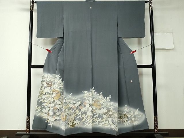 平和屋着物■豪華色留袖　作家物　駒刺繍　飛鶴雪輪草花文　金彩　逸品　CAAI6406vf