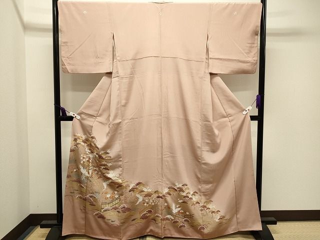 平和屋着物■豪華色留袖　刺繍　御所車飛鶴枝花文　金彩　逸品　CAAH5799in