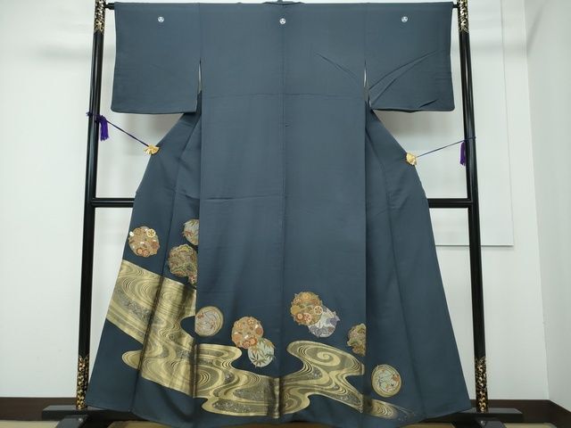 平和屋着物●豪華色留袖　駒刺繍　寿光織　流水花丸文　金彩　逸品　CAAI6765vf