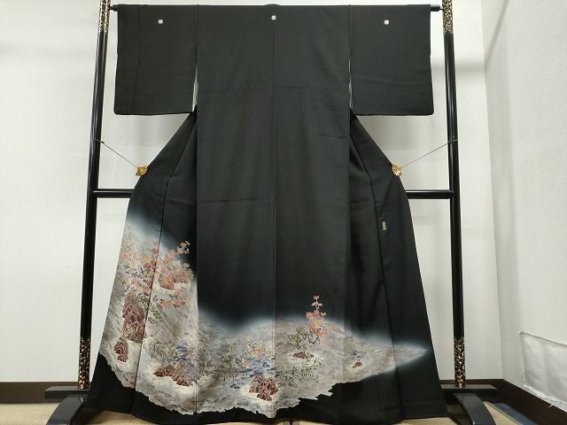 平和屋着物■豪華黒留袖　作家物　草花文　逸品　CAAI7763yc