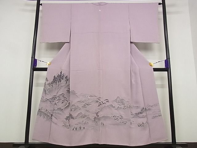 平和屋着物■豪華色留袖　寿光織　風景人物文　鈴乃屋扱い　着丈155cm　裄丈64.5cm　正絹　逸品　B-ey2826